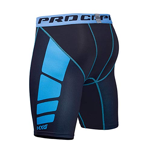 Hivexagon Pantalones Cortos de Compresión de Media Pierna para Deportes, Correr y Entrenamiento de Gimnasio SM008BUXL