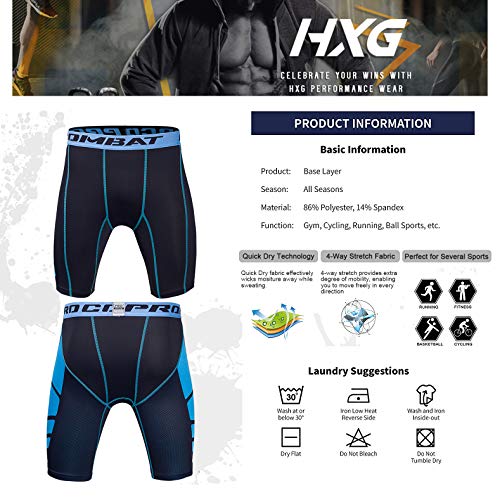 Hivexagon Pantalones Cortos de Compresión de Media Pierna para Deportes, Correr y Entrenamiento de Gimnasio SM008BUXL