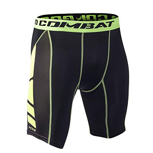 Hivexagon Pantalones Cortos de Compresión de Media Pierna para Deportes, Correr y Entrenamiento de Gimnasio SM008GNL