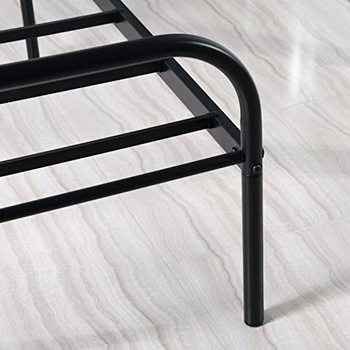 H.J WeDoo Marco de Cama de Metal 3ft Solo niño o Adultos Base sólida de Bedstead con 2 cabecera Negro