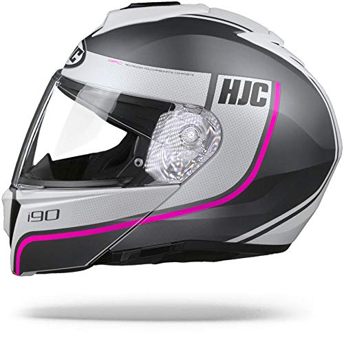 HJC NC Casco per Moto, Hombre, Negro/Blanco/Rosa, XS