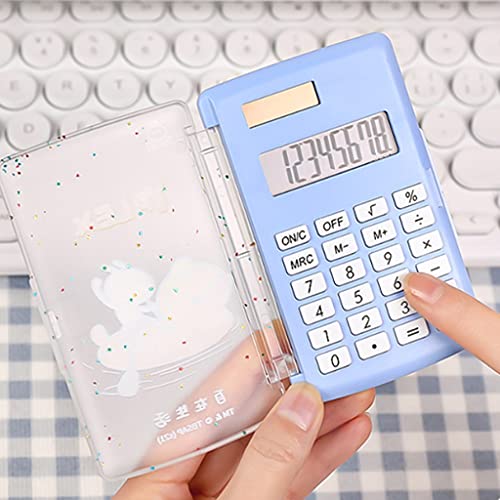 HJHJ Mini Calculadora De Flip Calculadora Solar Talla De Tamaño Ultra Delgada 8 Dígitos Pequeño Tipo De Bolsillo Portátil Portátil Cálculo Oficina (Color : W)