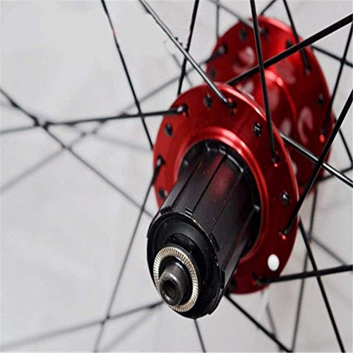 HJRD Montaña Juego De Ruedas, 26/27.5/29 Pulgadas Rueda De Bicicleta Llanta MTB De Aleación Aluminio De Doble Pared Lanzamiento Rápido Freno De Disco 7-11 Velocidad 32H(red29)