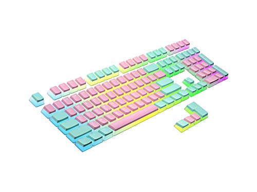 HK Gaming 108 - Juego de 108 Teclas de Doble Disparo PBT Pudding Ansi/ISO - Perfil OEM Pudding Keyset 60% / 87 TKL / 104/108 MX (Miami Vice)