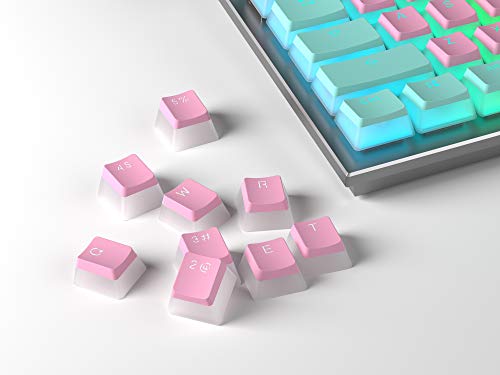 HK Gaming 108 - Juego de 108 Teclas de Doble Disparo PBT Pudding Ansi/ISO - Perfil OEM Pudding Keyset 60% / 87 TKL / 104/108 MX (Miami Vice)