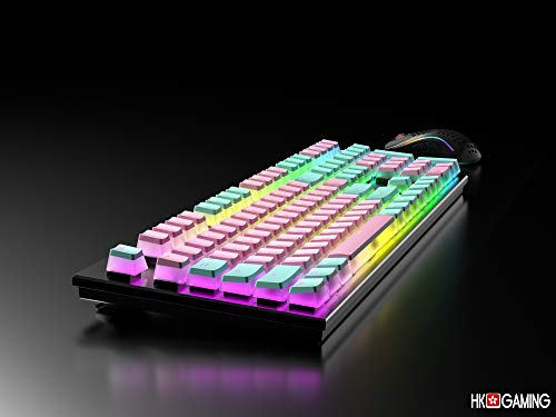 HK Gaming 108 - Juego de 108 Teclas de Doble Disparo PBT Pudding Ansi/ISO - Perfil OEM Pudding Keyset 60% / 87 TKL / 104/108 MX (Miami Vice)