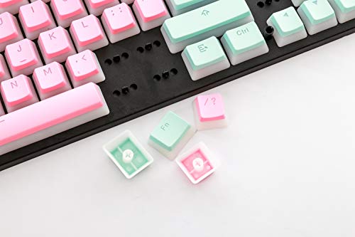 HK Gaming 108 - Juego de 108 Teclas de Doble Disparo PBT Pudding Ansi/ISO - Perfil OEM Pudding Keyset 60% / 87 TKL / 104/108 MX (Miami Vice)