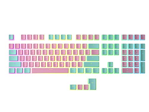 HK Gaming 108 - Juego de 108 Teclas de Doble Disparo PBT Pudding Ansi/ISO - Perfil OEM Pudding Keyset 60% / 87 TKL / 104/108 MX (Miami Vice)