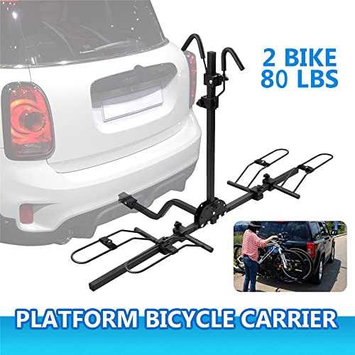 HKPKYK Plegable 2 Bicicletas Bicicletas Plataforma Coche Portaequipajes Trasero Soporte Rack Fit 2"Montaje del Receptor de Enganche Viaje Largo