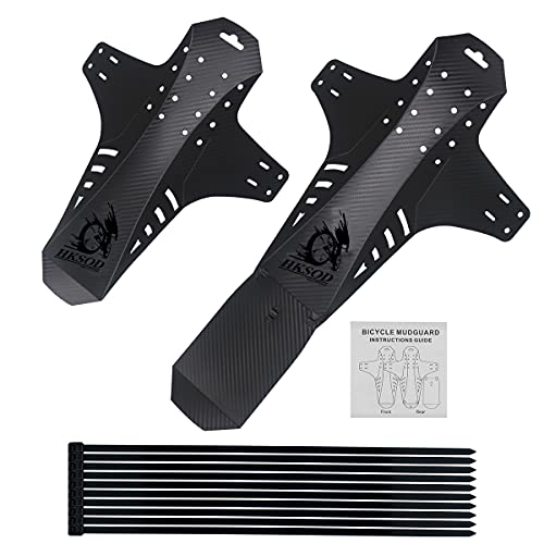 hksod MTB Mudguard Plus - Guardabarros para bicicleta de montaña (2 unidades, 26", 650B, 27,5", 29", protección contra salpicaduras, delantero y trasero, para MTB (negro)