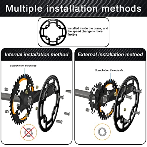 hksod Protector de cadena de bicicleta 3 tipos anillo protector de cadena MTB 104 BCD o 130 BCD arandela protectora de cadena, para 32-38T, 40-42T, 50-56T, bicicleta de montaña (Negro 40-42T)