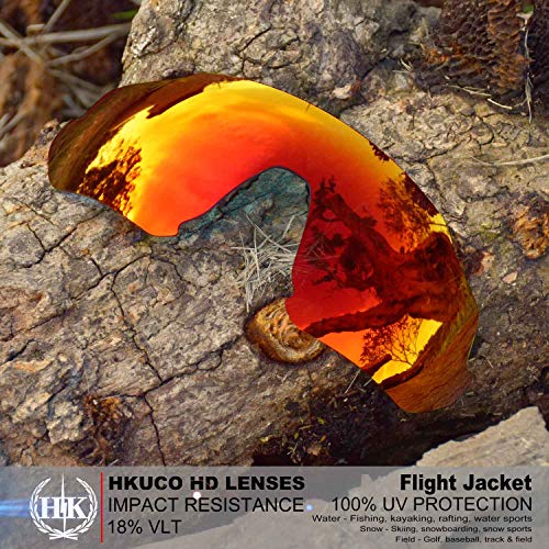 HKUCO Lentes de repuesto para Oakley Flight Jacket Rojo/Azul/Titanio Gafas de sol