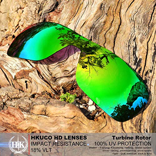 HKUCO Plus Mens Replacement Lenses For Oakley Turbine Rotor Sunglasses Emerald Green Polarized