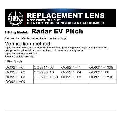 HKUCO Reforzar Lentes de repuesto para Oakley Radar EV Pitch Rojo/Azul/Emerald Verde Sunglasses