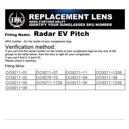 HKUCO Reforzar Lentes de repuesto para Oakley Radar EV Pitch Rojo/Negro Sunglasses