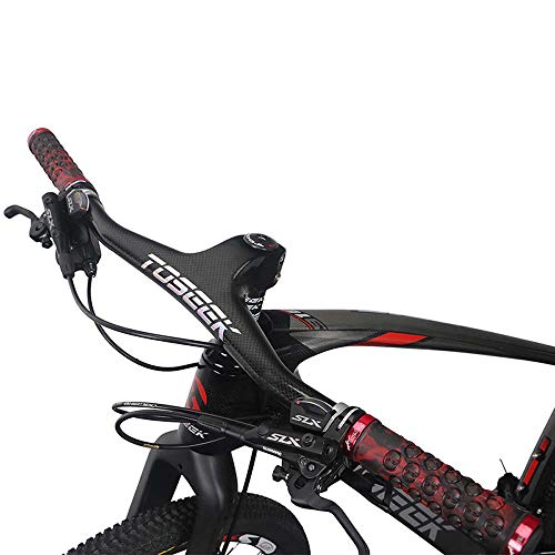 HKYMBM Manillar de Carbono MTB, Bicicleta de montaña Integrado Recta Volver a Montar el Mango Recto Manillar de Fibra de Carbono de Carreras del Manillar,90 * 700