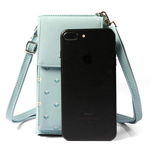 HMILYDYK Girls Cross Body Bag Mini bolso de cuero floral Mobil Phone Monedero titular de la tarjeta Mini monedero