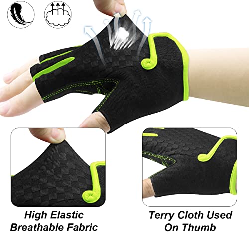 HNOOM Guantes de Ciclismo Medio Dedo Guantes MTB Verano para Hombre Mujeres, Guantes Bicicleta Montaña Transpirable Guantes Cortos para MTB Bicicleta Bici (Verde, S)