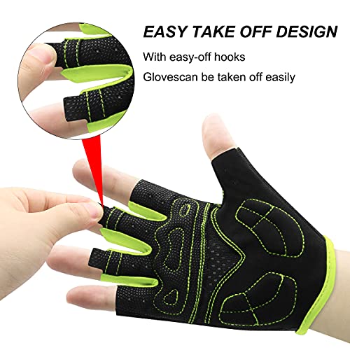 HNOOM Guantes de Ciclismo Medio Dedo Guantes MTB Verano para Hombre Mujeres, Guantes Bicicleta Montaña Transpirable Guantes Cortos para MTB Bicicleta Bici (Verde, S)