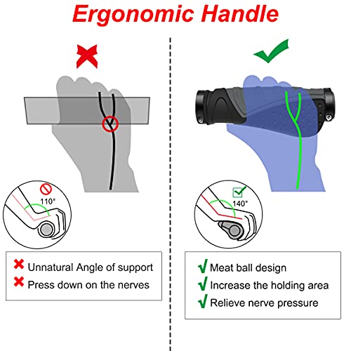 HNOOM Puños Bicicleta Ergonomicos Puños MTB Antideslizante Caucho Puños Manillar Bicicleta Doble Bloqueo 22mm Mango para Bicicleta Universal para Montaña, Bici Plegable, Scooter Puños (Gris)