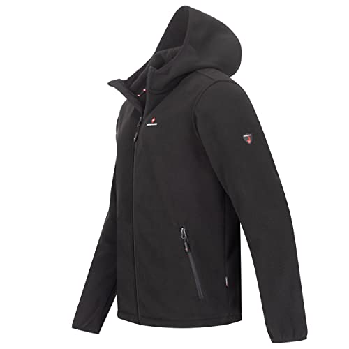 Höhenhorn Badus Chaqueta de forro polar con cremallera para hombre, para senderismo Negro con capucha. L