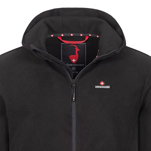 Höhenhorn Badus Chaqueta de forro polar con cremallera para hombre, para senderismo Negro con capucha. L