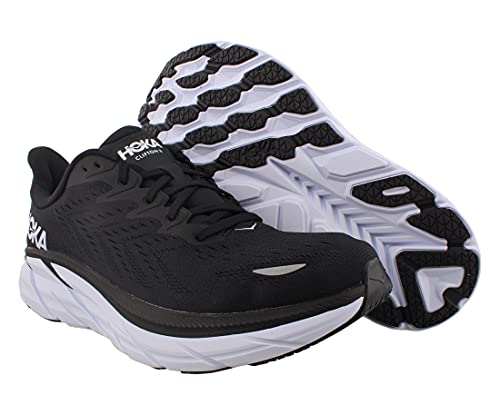 HOKA ONE ONE Clifton 8 Hombres Zapatos, Negro/Blanco, 46 EU