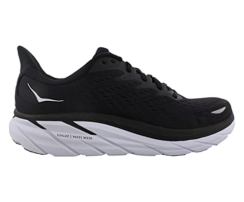 HOKA ONE ONE Clifton 8 Hombres Zapatos, Negro/Blanco, 46 EU