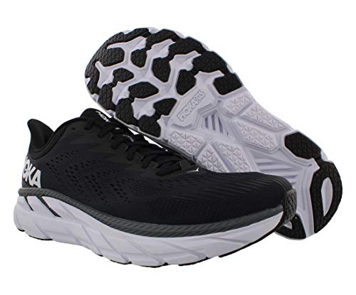 Hoka One One Hombre Clifton 7 Textile Synthetic Black White Entrenadores 41 1/3 EU