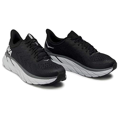 Hoka One One Hombre Clifton 7 Textile Synthetic Black White Entrenadores 44 EU