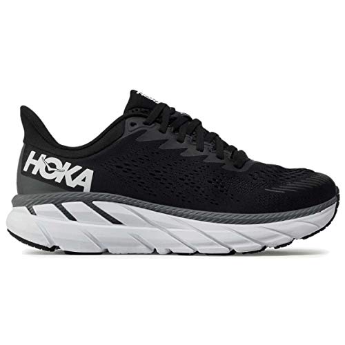 Hoka One One Hombre Clifton 7 Textile Synthetic Black White Entrenadores 44 EU