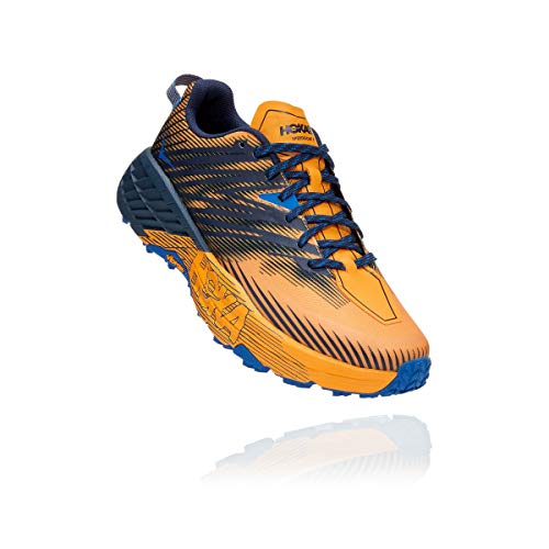 HOKA ONE ONE Speedgoat 4 Trail Runner para hombre, amarillo (Azafrán/Iris Negro), 45 EU