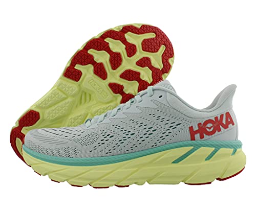 HOKA One One Zapatillas de Correr Clifton 7 para Mujer, Azul (Morning Mist/Hot Coral), 37 1/3 EU