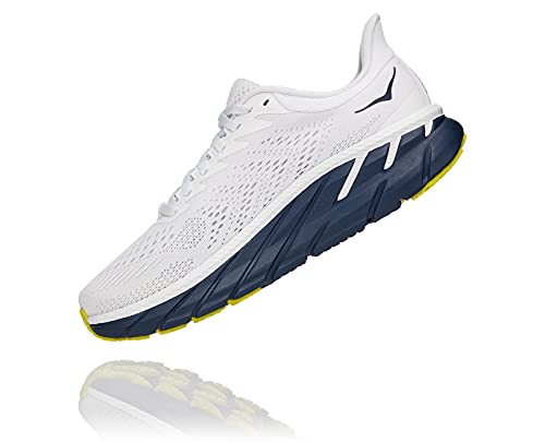 HOKA ONE ONE Zapatillas de running Clifton 7 para mujer, blanco (Blanc De Blanc/Black Iris), 40 EU