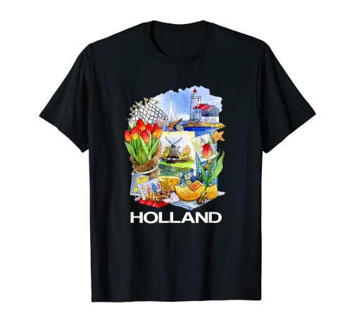 Holanda Atributos holandeses: Canales Tulipanes Molinos de viento Queso Arte Camiseta