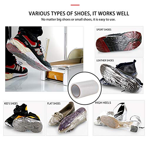 Holibanna 100 m Película de zapatos automática para distribuidor automático de cubrezapatos desechables, cubre zapatos y protectores, 1 rollo de 6,2 x 2,75 pulgadas