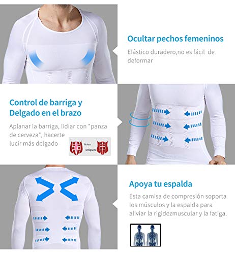 Hombre Camisa Ropa Interior Térmica Compresión Manga Larga para Deporte Correr