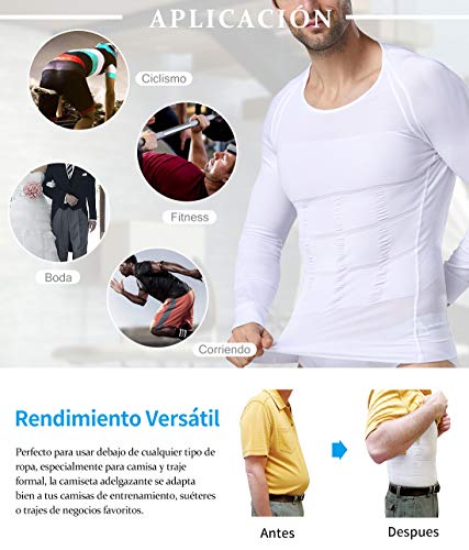 Hombre Camisa Ropa Interior Térmica Compresión Manga Larga para Deporte Correr