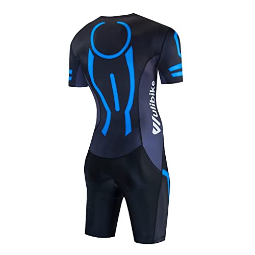 Hombre Manga Corta Triathlon Skin Suit Breath Triatlón Traje de carreras para deportes al aire libre en bicicleta, nadar, Correr, XXXL