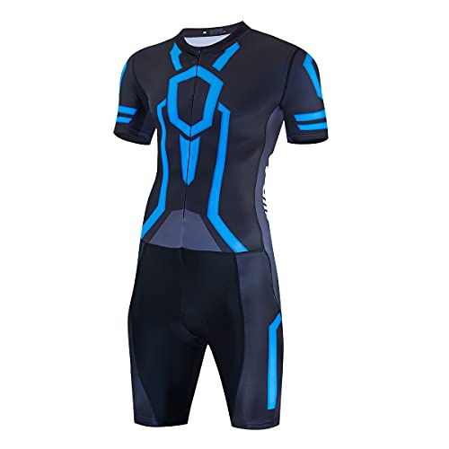 Hombre Manga Corta Triathlon Skin Suit Breath Triatlón Traje de carreras para deportes al aire libre en bicicleta, nadar, Correr, XXXL