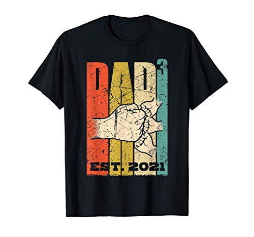 Hombre Papá del tercer padre triple Papá de trillizos Papá 2021 Camiseta