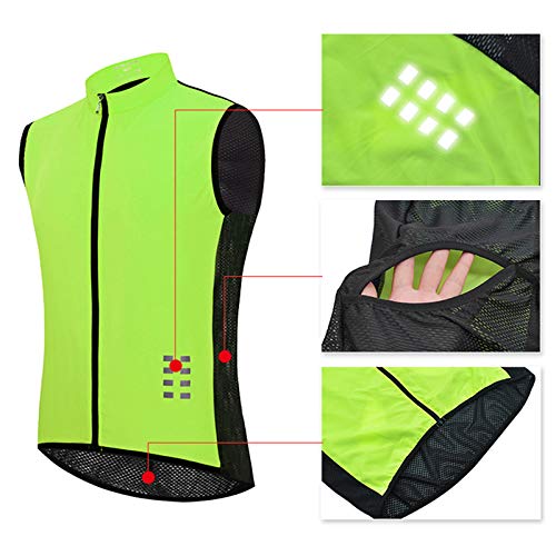 Hombres Reflectante Chaleco Ciclismo,Sin Mangas Transpirable Resistente Al Viento Alta Visivilidad Chaleco Ciclismo Sportful,para Running Deportes Al Aire Libre Cha(Size:XL,Color:Rosa Fluorescente)