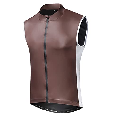 Hombres Reflectante Sin Mangas Chaleco Ciclismo,Verano Transpirable Resistente Al Viento Alta Visivilidad Chaleco Ciclismo Sportful,para MTB Running Deportes Al Aire Libre Chal,Marrón,XXL