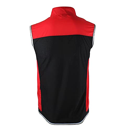 Hombres Reflectante Sin Mangas Chaleco Ciclismo,verano Transpirable Resistente Al Viento Alta Visivilidad Chaleco Ciclismo Sportful,Para MTB Running Deportes Al Aire Libre Chal(Size:XL,Color:rojo)