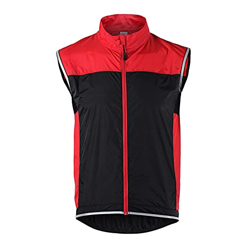 Hombres Reflectante Sin Mangas Chaleco Ciclismo,verano Transpirable Resistente Al Viento Alta Visivilidad Chaleco Ciclismo Sportful,Para MTB Running Deportes Al Aire Libre Chal(Size:XL,Color:rojo)