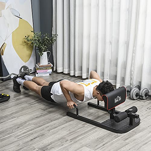 HOMCOM 3-en-1 Profundo Sissy Squat Máquina Equipo de Sentadilla para Ejercicios Abdominales Tablero Supino Multifuncional Ayuda en Cuclillas Equipo Negro