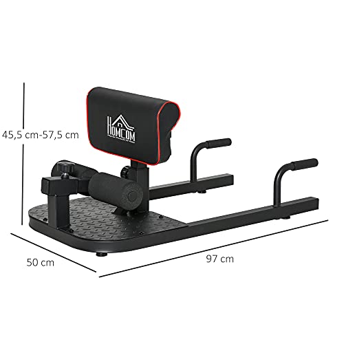 HOMCOM 3-en-1 Profundo Sissy Squat Máquina Equipo de Sentadilla para Ejercicios Abdominales Tablero Supino Multifuncional Ayuda en Cuclillas Equipo Negro