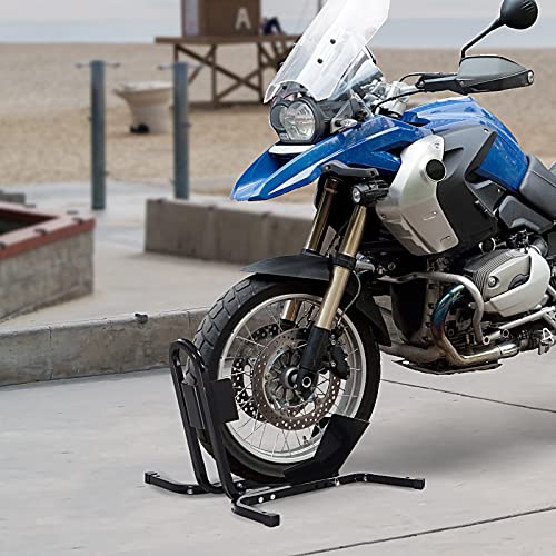 HOMCOM Aparcamiento de Moto Ajustable Soporte de Rueda de Moto Metal para Ruedas ∅43,48,53cm
