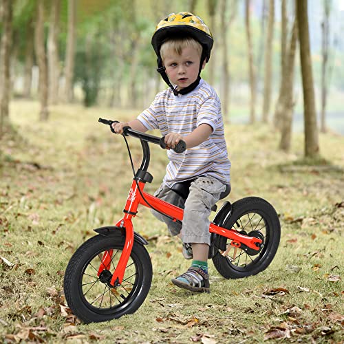 HOMCOM Bicicleta sin Pedales Altura Ajustable con Llantas de Goma Inflables para Niños Mayores de 3 Años Asiento Acolchado Bicicleta de Equilibrio 86x43x60 cm Rojo