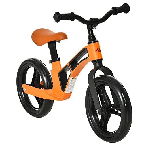 HOMCOM Bicicleta sin Pedales para Niños de 2 a 5 Años Aleación de magnesio Bicicleta de Equilibrio Infantil con Sillín y Manillar Ajustables Ruedas de Goma 86x41x49-56 cm Naranja